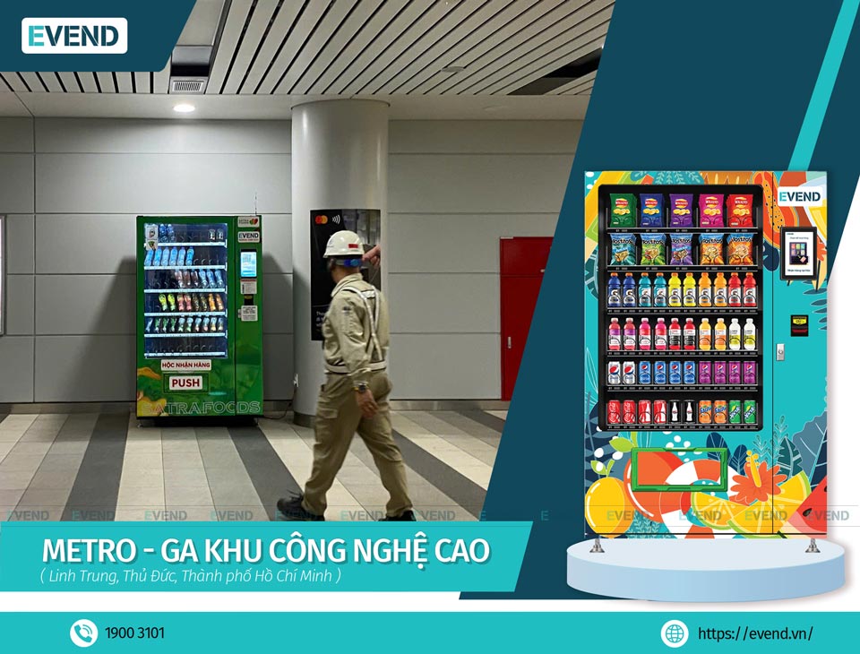 Máy bán hàng tự động Evend tại Ga Khu Công Nghệ Cao