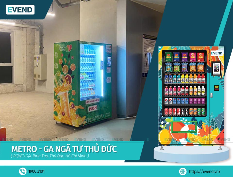 Máy bán hàng tự động Evend tại Ga Ngã 4 Thủ Đức
