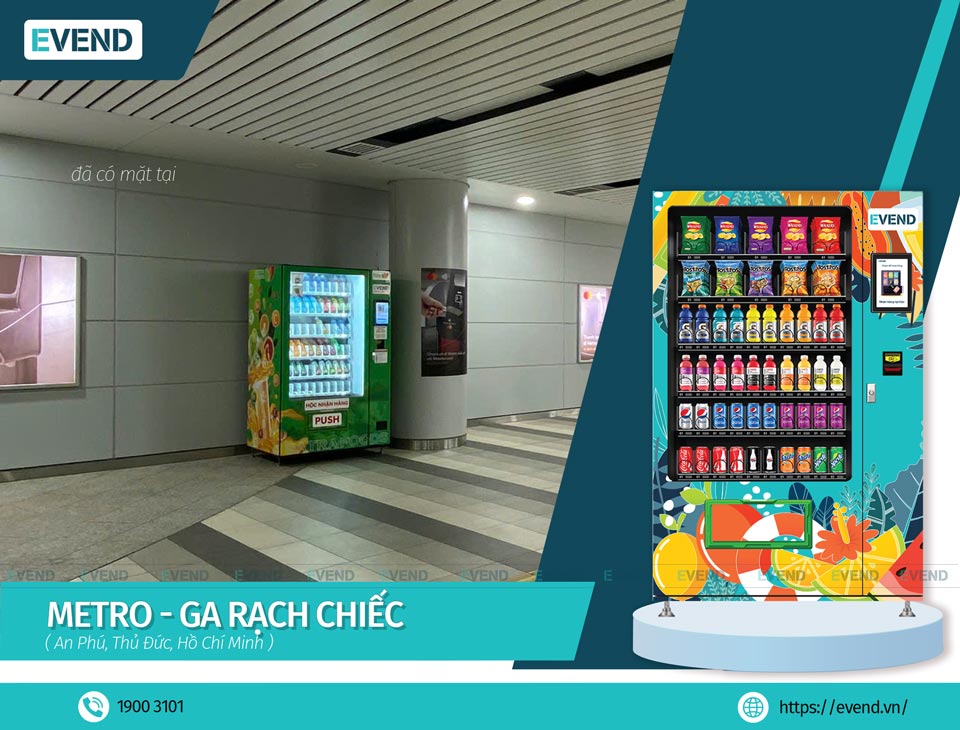 Máy bán hàng tự động Evend tại Ga Rạch Chiếc