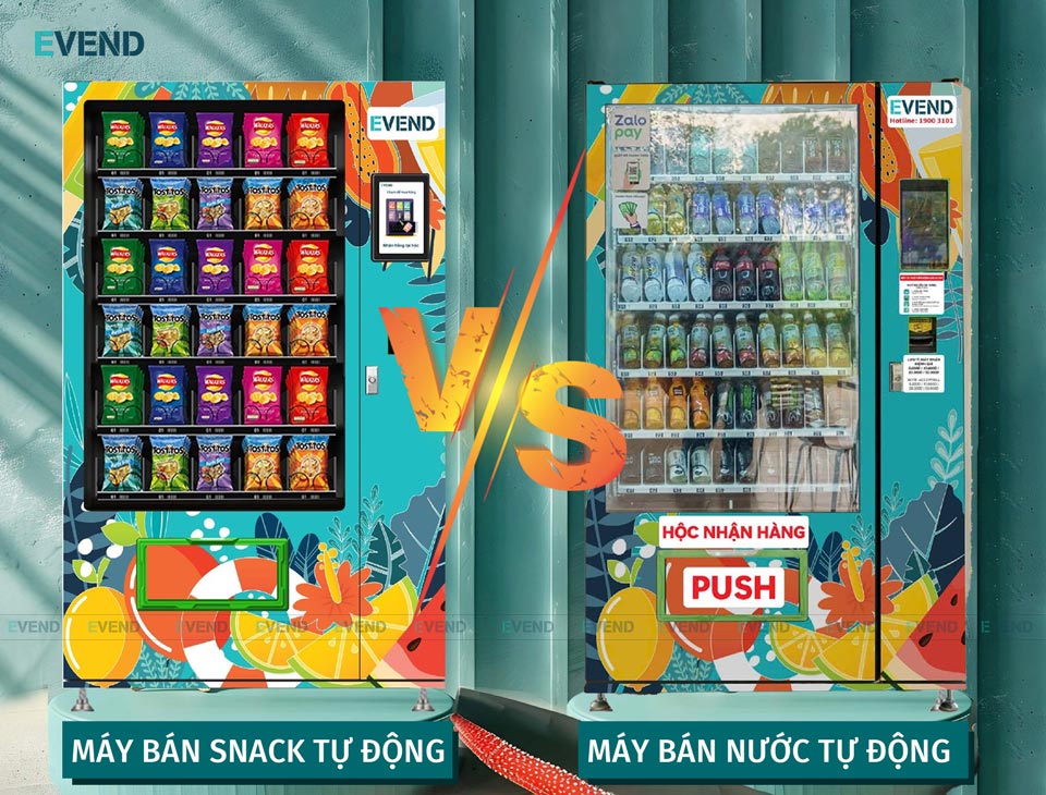So sánh máy bán nước tự động và máy bán snack tự động