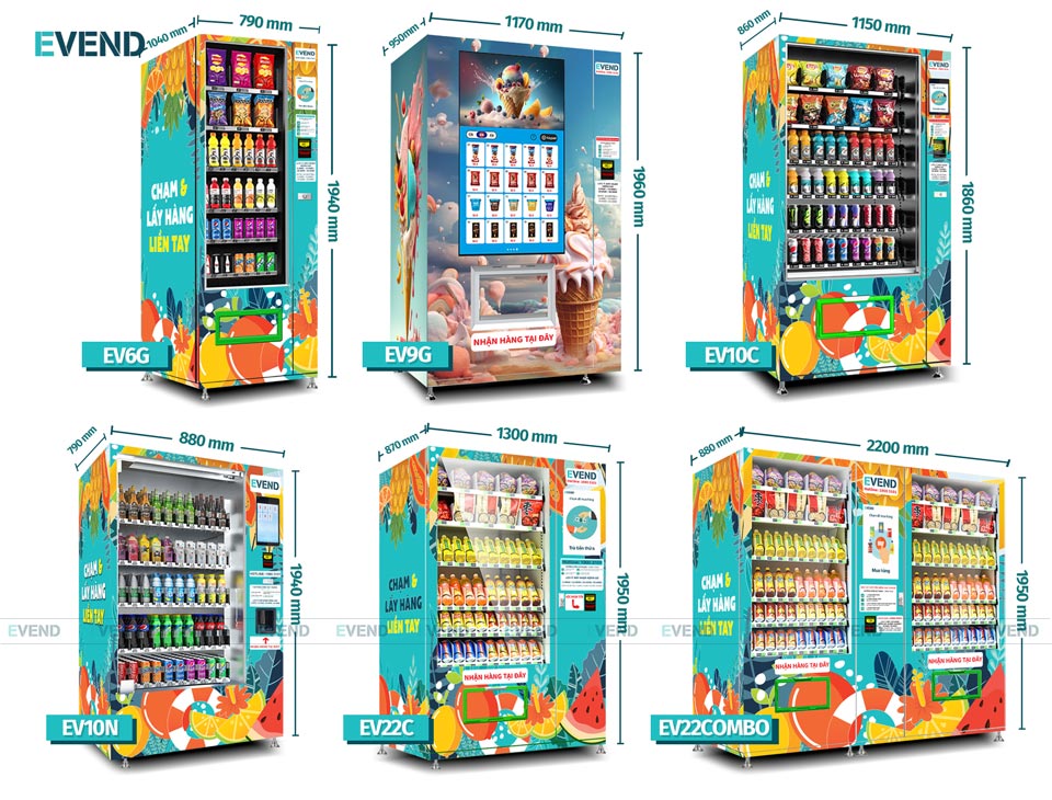 Các loại máy bán hàng tự động tại Evend