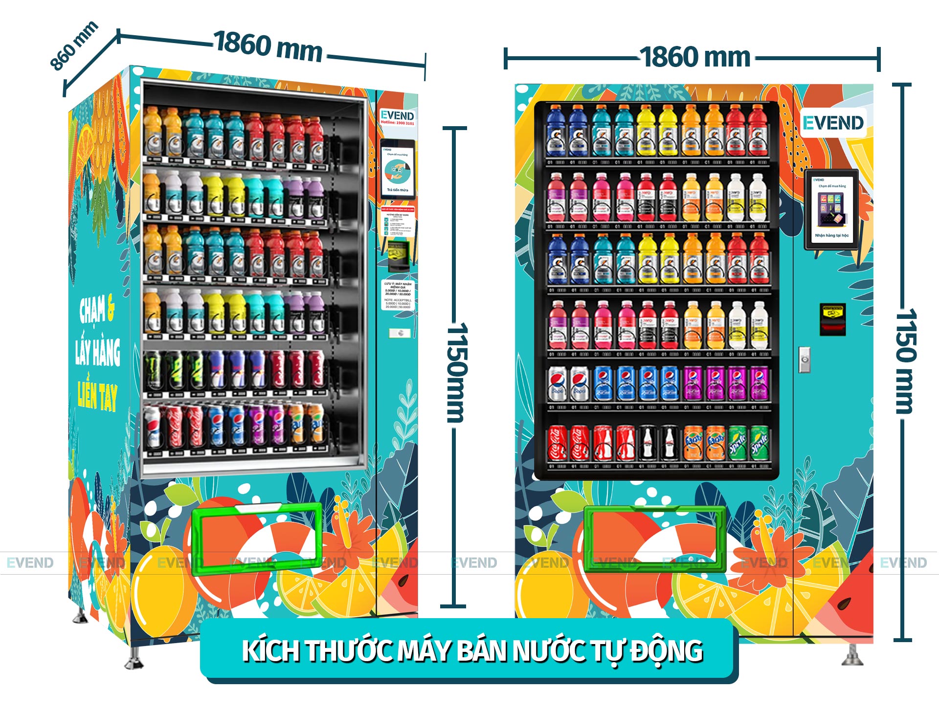 Kích thước máy bán nước tự động