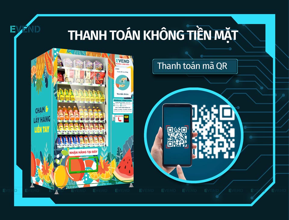 Quét mã QR thanh toán trên máy bán hàng tự động