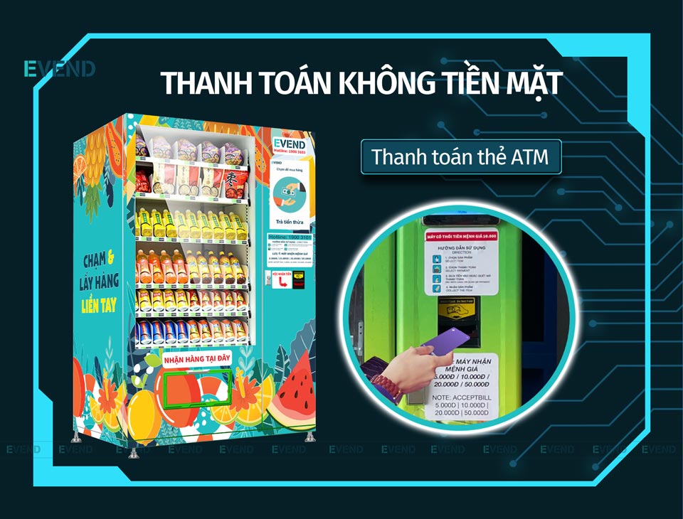 Quét thẻ ATM thanh toán không tiền mặt trên máy bán hàng