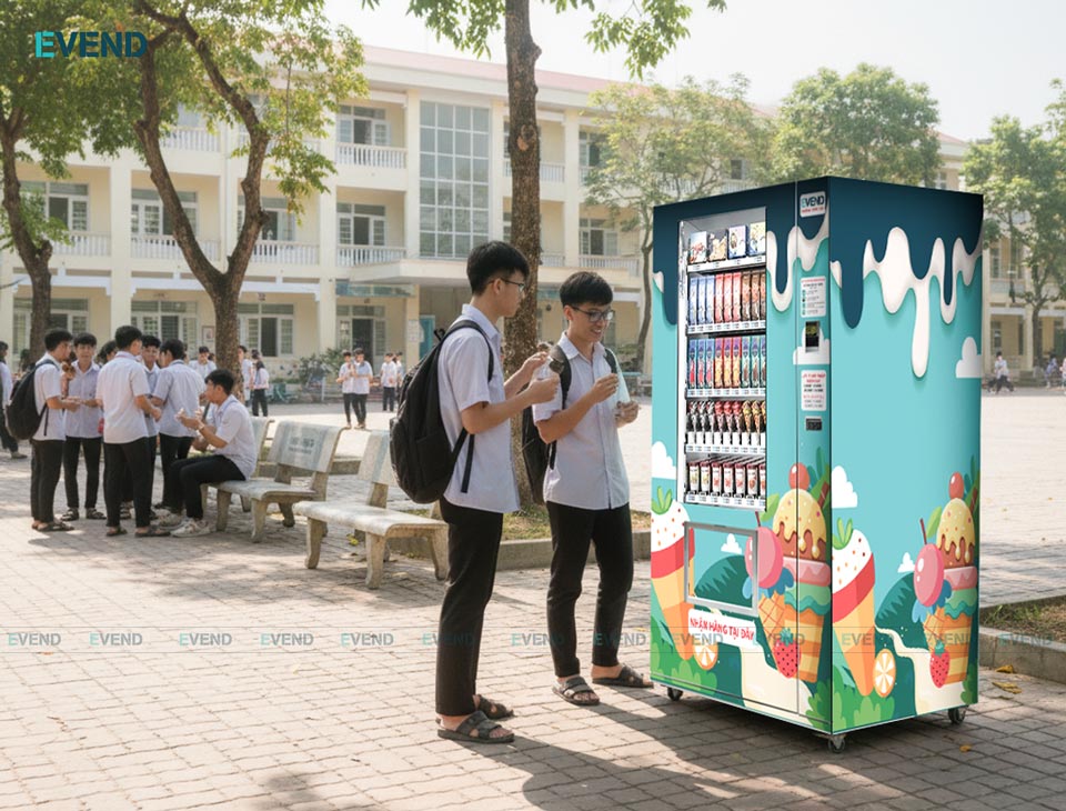 Máy bán kem EVEND tại trường học