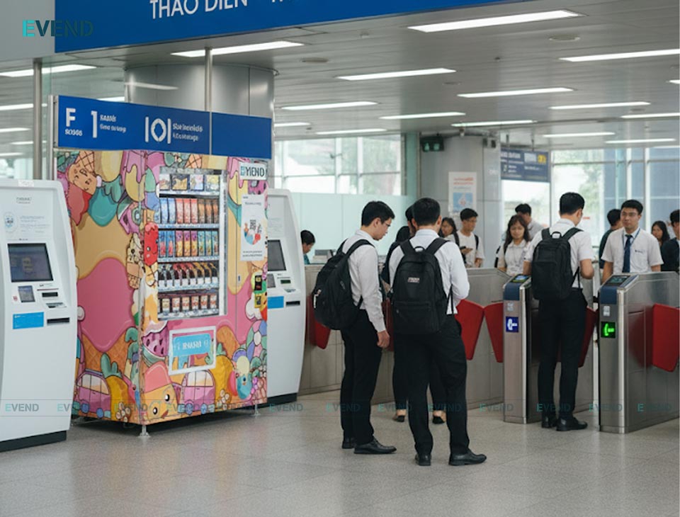 Máy bán kem tự động tại ga tàu Metro