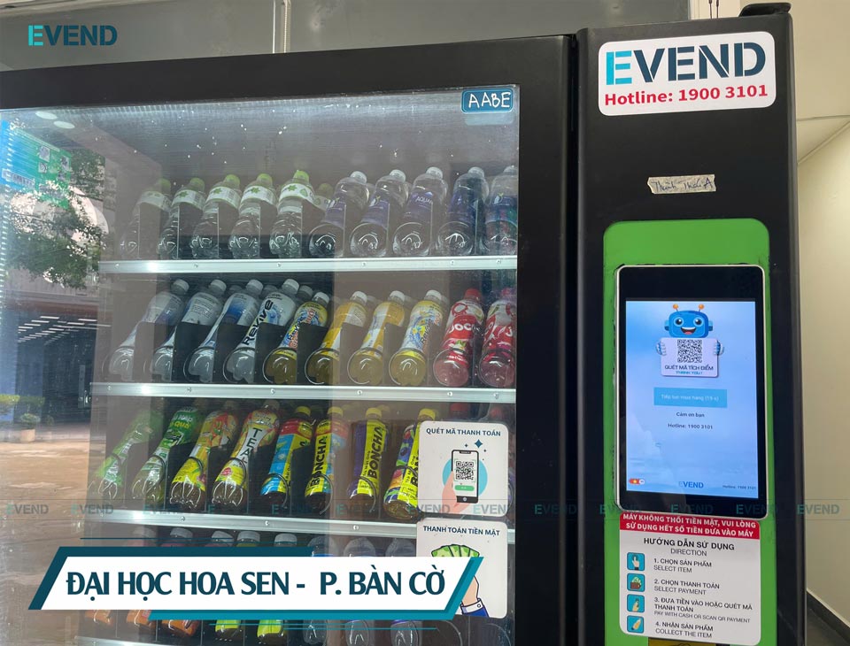 Máy bán nước tự động tại trường học dễ dàng sử dụng