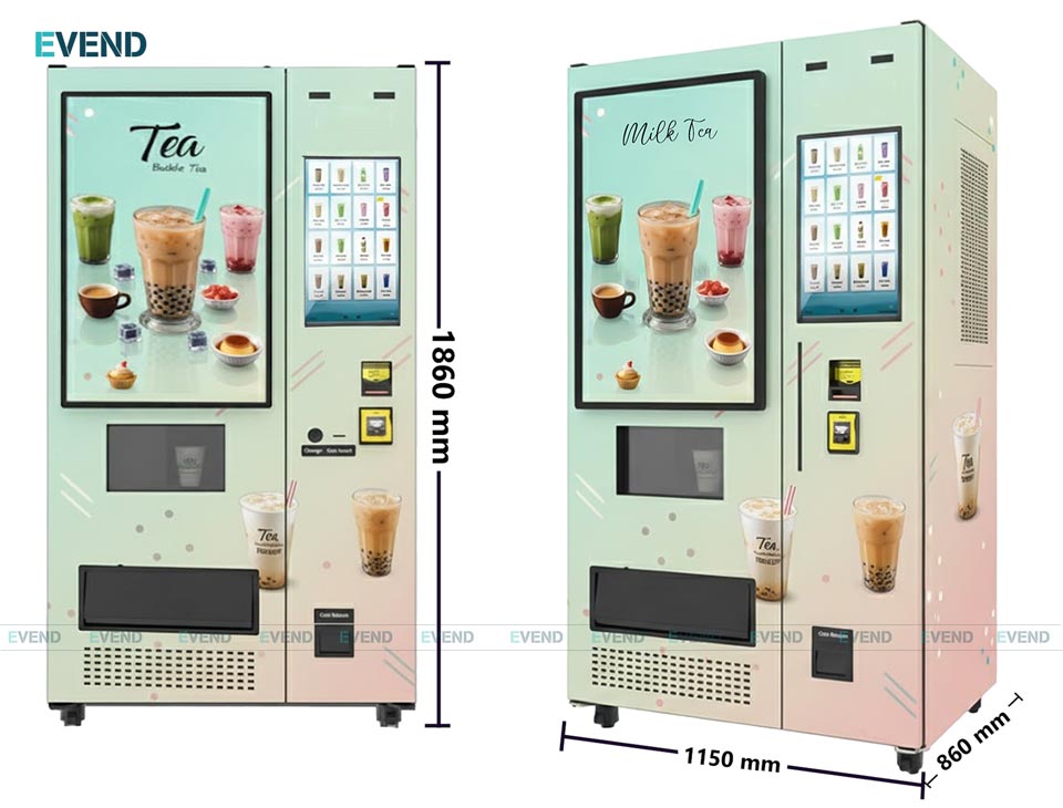 Kích thước máy bán trà sữa tự động