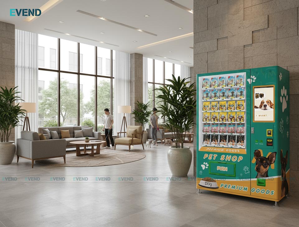 Máy bán thức ăn cho thú cưng tại sảnh chung cư