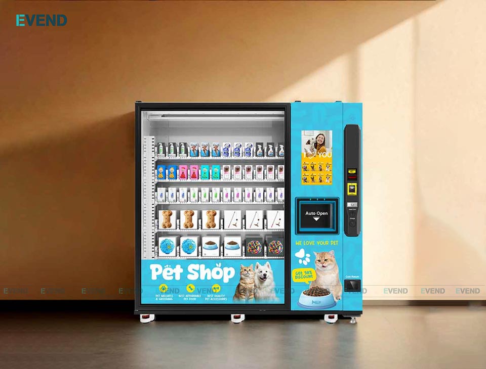 Máy bán thức ăn thú cưng cao cấp có tích hợp dông nghệ tay nâng