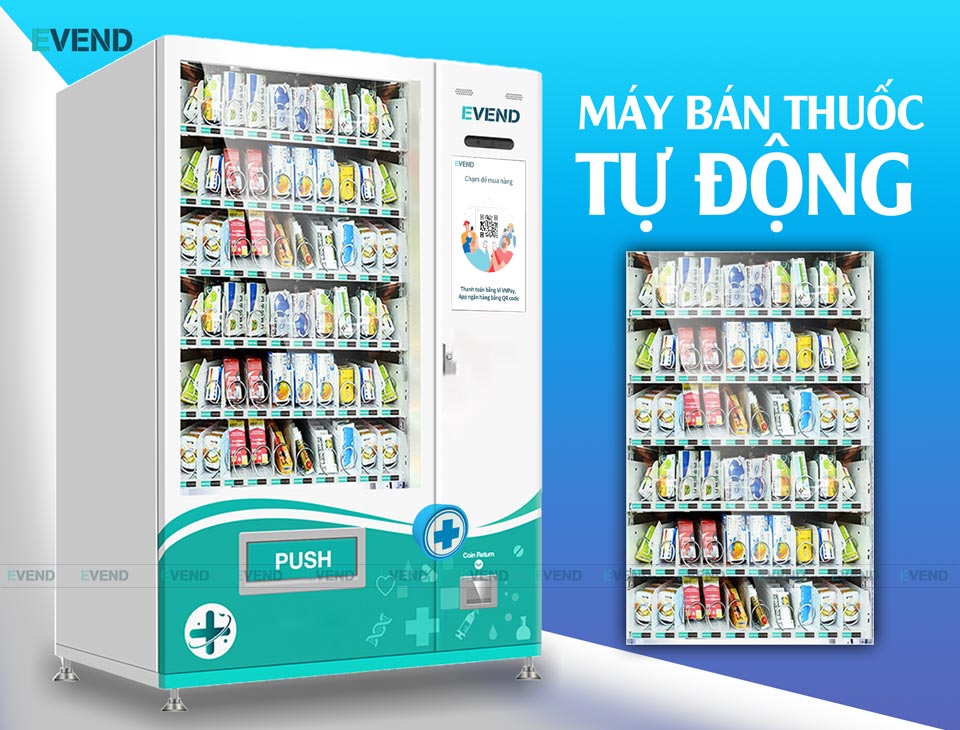 Máy bán thuốc tự động bán dược mỹ phẩm và các dụng cụ y tế cơ bản