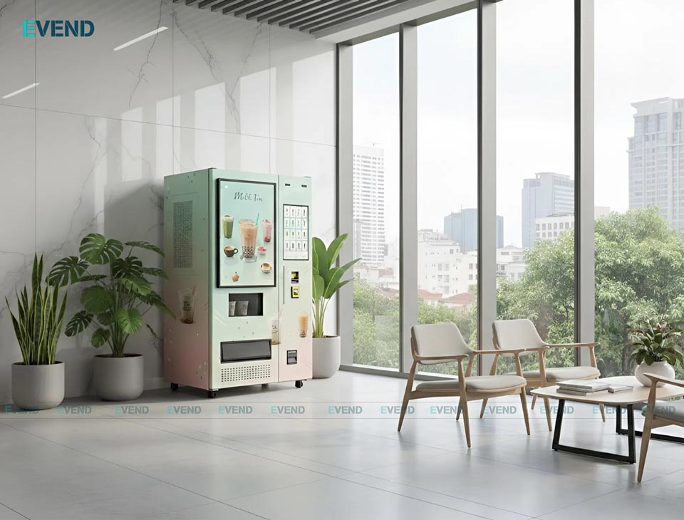 Máy bán trà sữa tự động tại văn phòng