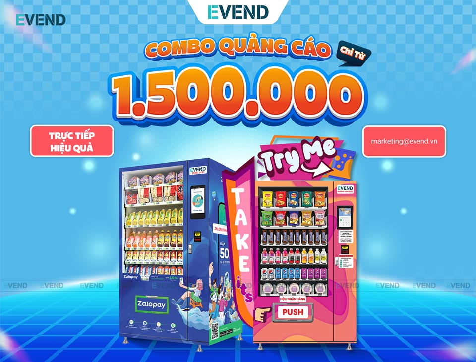 Evend cung cấp dịch vụ quảng cáo LCD máy bán hàng tự động