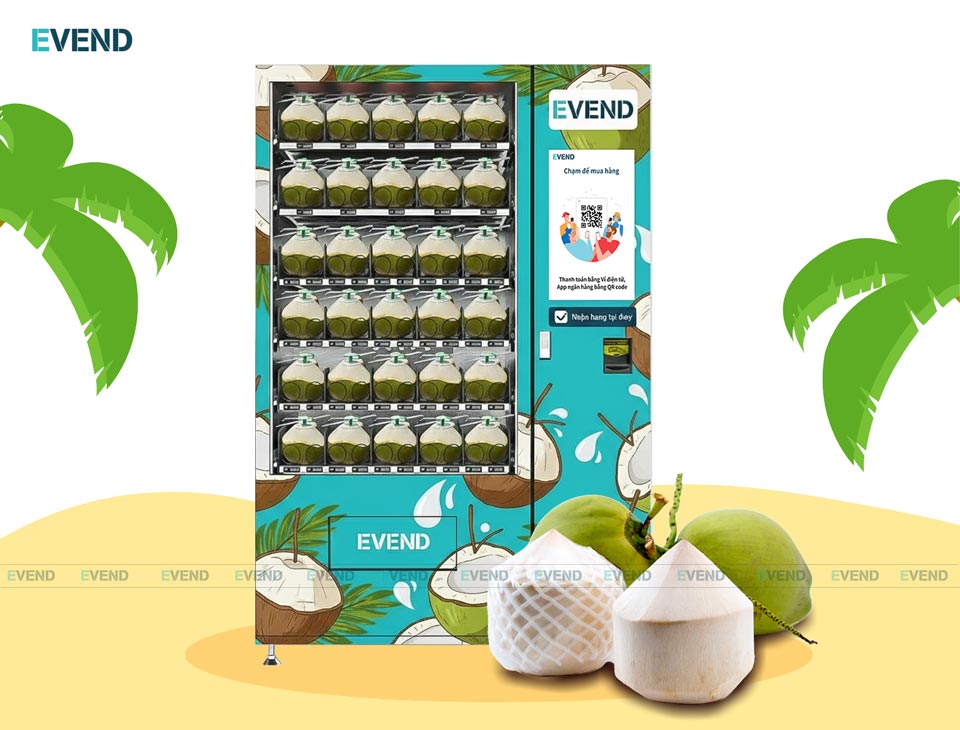 Máy bán dừa tự động tiết kiếm chi phí mặt bằng