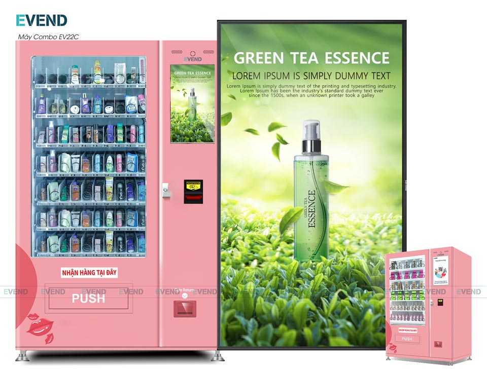 Quảng cáo mỹ phẩm trên LCD máy bán hàng tự động