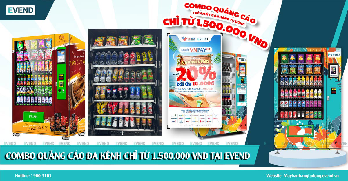 Combo quảng cáo 1.5 triệu đồng trên máy bán hàng tự động