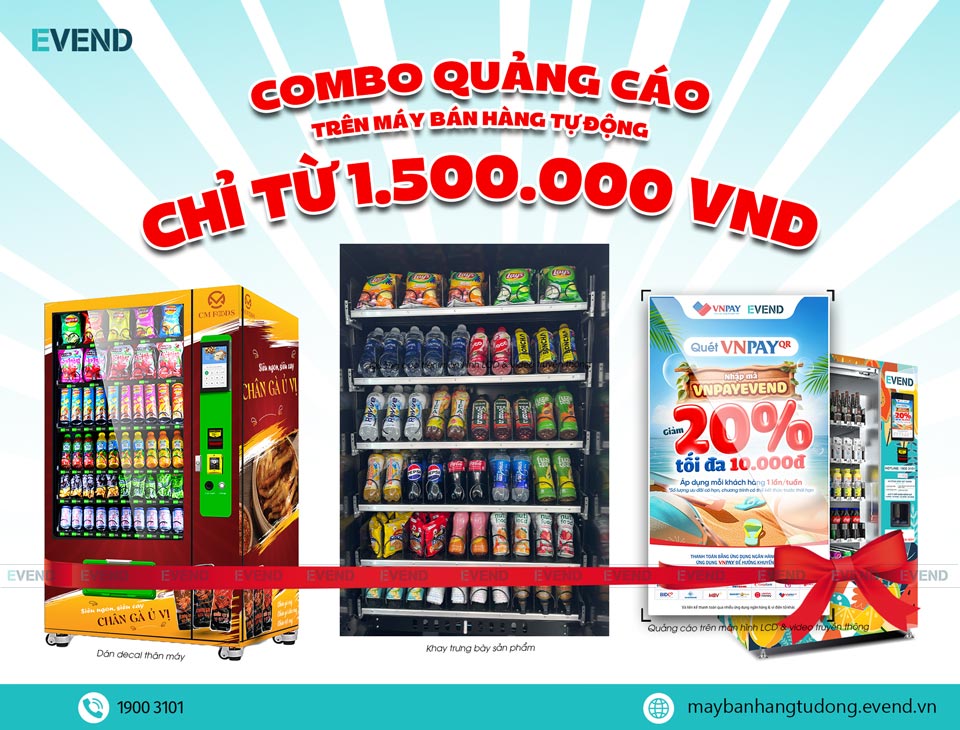 Combo quảng cáo 1.5 triệu đồng trên máy bán hàng tự động