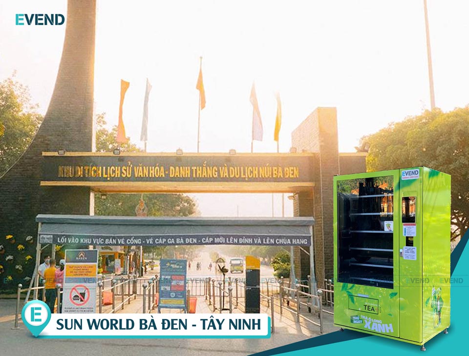 Máy bán nước tự động khu vực lối vào ga cáp treo Núi Bà Đen