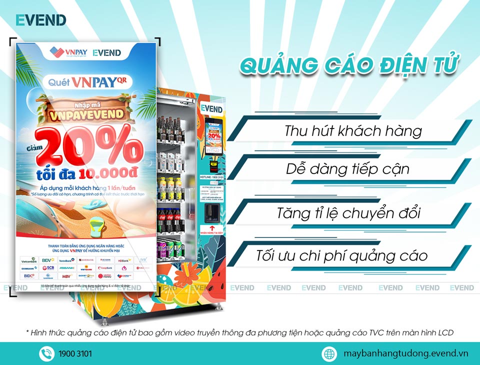 Quảng cáo điện tử máy bán hàng tự động linh hoạt thay đổi nội dung