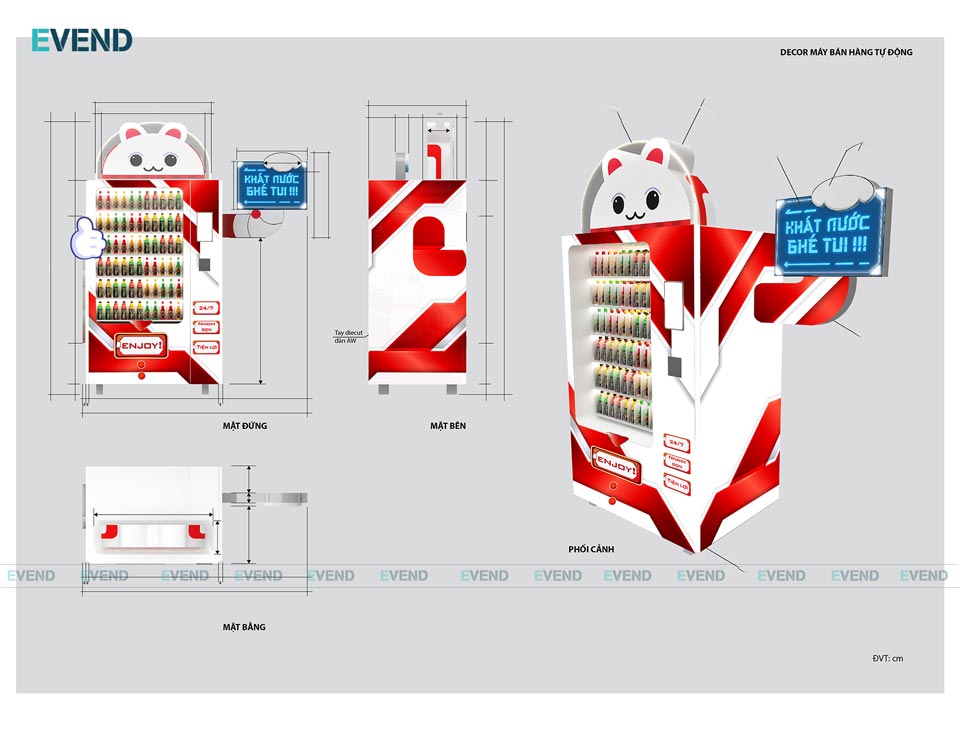 Thiết kế decal phù hợp với kích thước máy bán hàng