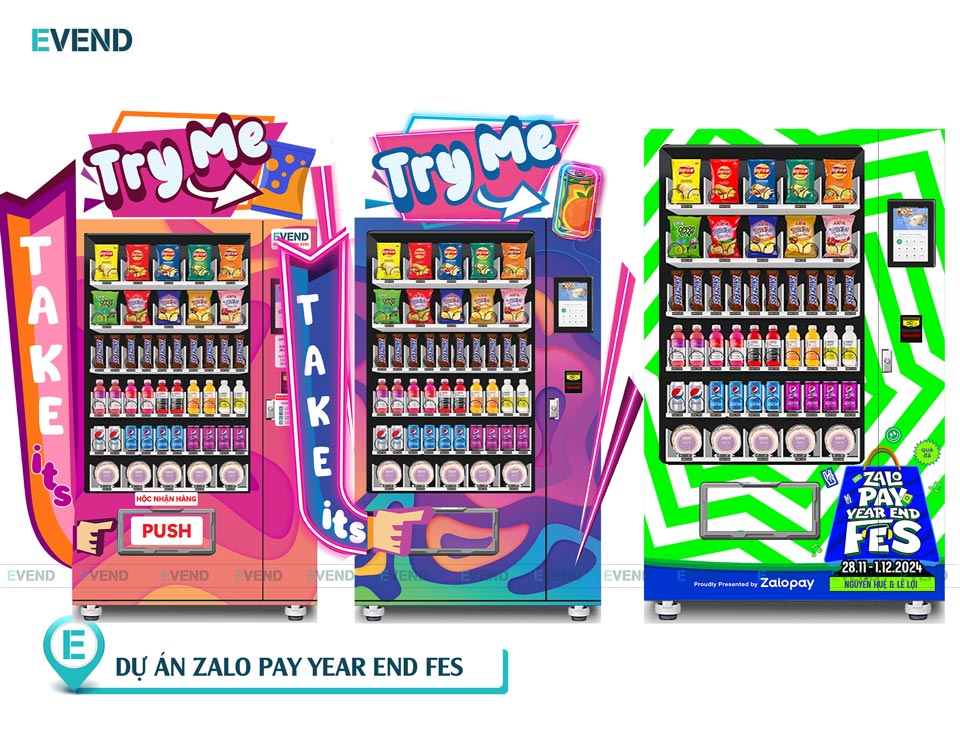 Trang trí máy bán hàng thiết kế riêng theo bộ nhận diện thương hiệu