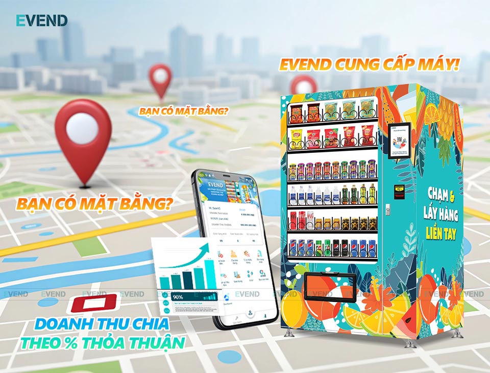 Hợp tác chia sẻ doanh thu máy bán hàng tự động EVEND