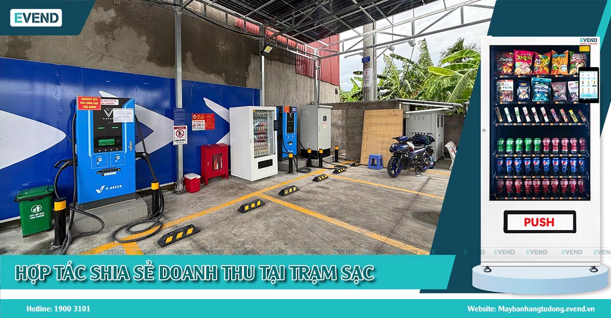 Hợp tác chia sẻ doanh thu máy bán hàng tự động tại trạm sạc